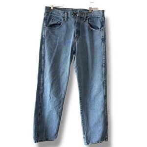 Wrangler Rugged Wear 100% Cotton Solid Straight Leg Jeans Blue Size 32 X 30